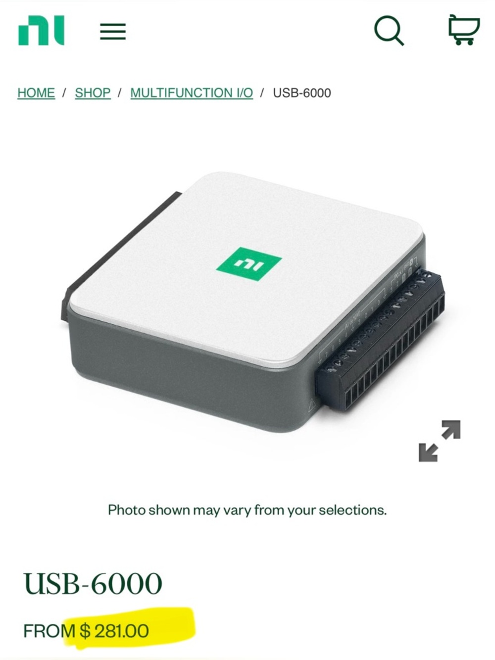 NI USB-6000 DAQ USB Data Acquisition Device | Open Box New | Sealed ESD Bag